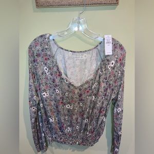 American Eagle flower elastic waist band top size medium